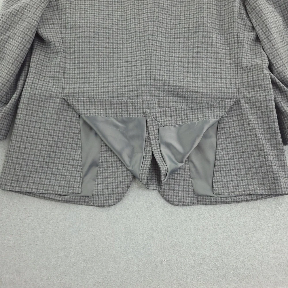 Jos A Bank Blazer Mens 50 Gray Check Wool Tweed Stretch Sport‎ Coat Jacket